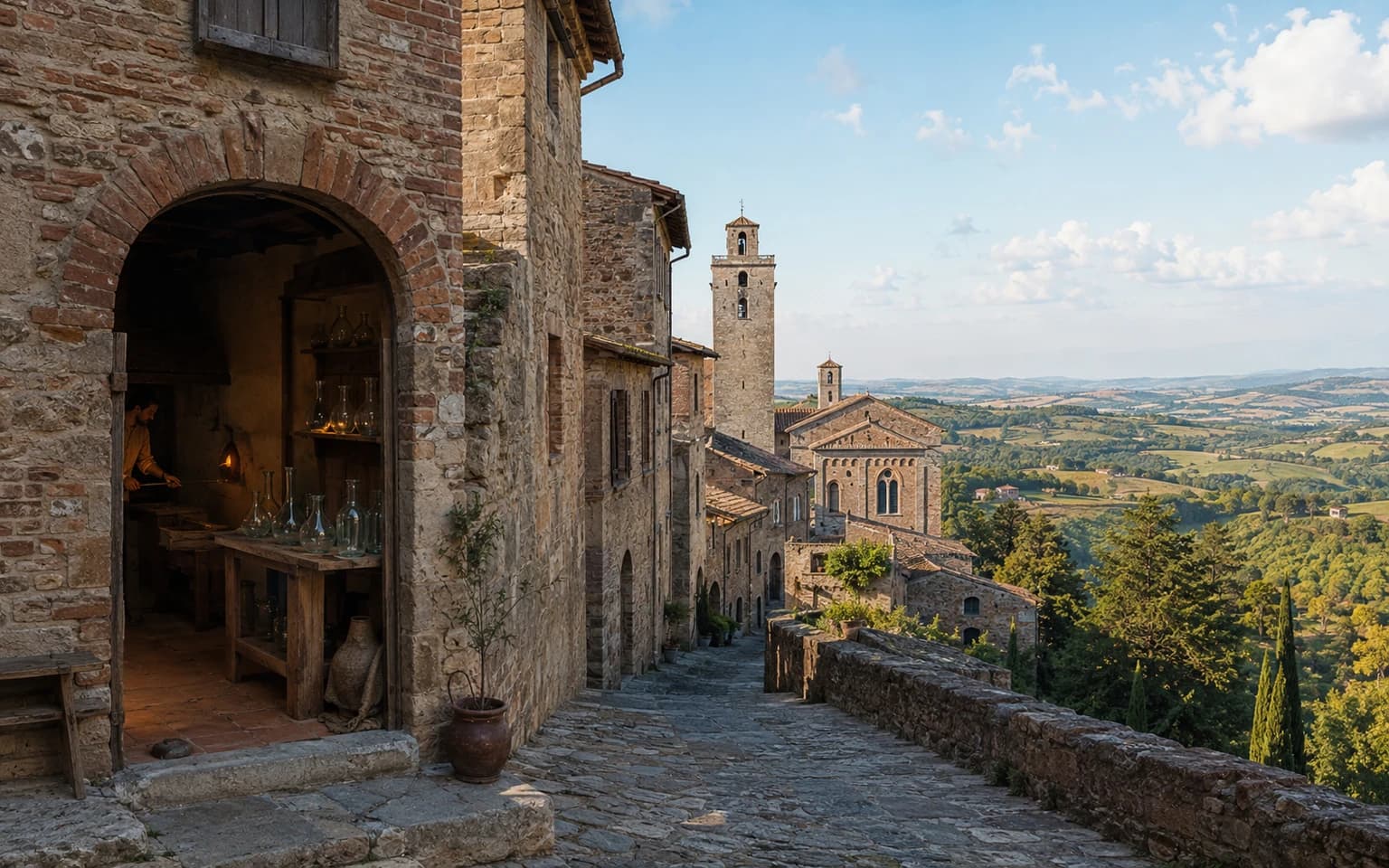 Paisaje urbano de Colle di Val d’Elsa en la Toscana